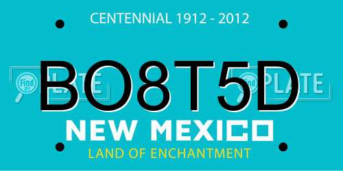 BO8T5D New Mexico License Plate