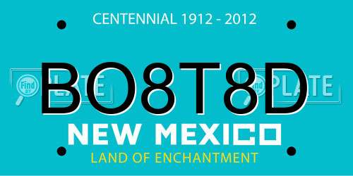 BO8T8D New Mexico License Plate