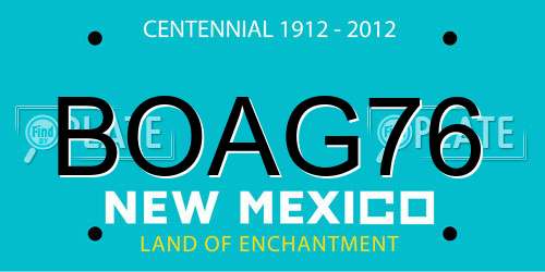 BOAG76 New Mexico License Plate