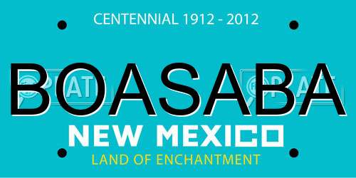BOASABA New Mexico License Plate