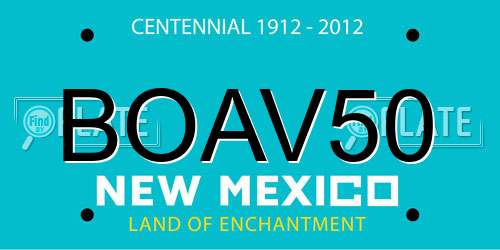 BOAV50 New Mexico License Plate
