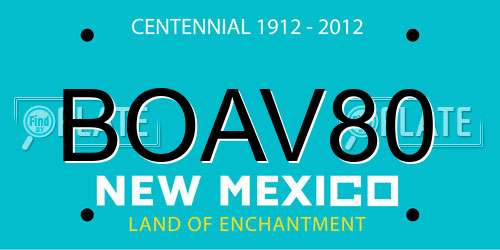 BOAV80 New Mexico License Plate
