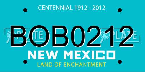 BOB0212 New Mexico License Plate