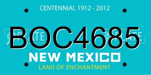 BOC4685 New Mexico License Plate
