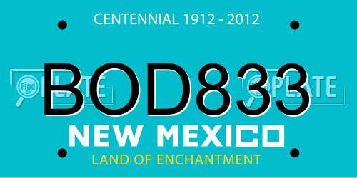 BOD833 New Mexico License Plate