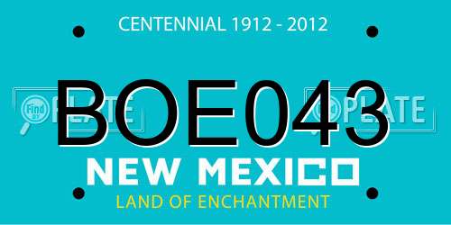 BOE043 New Mexico License Plate