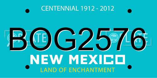 BOG2576 New Mexico License Plate