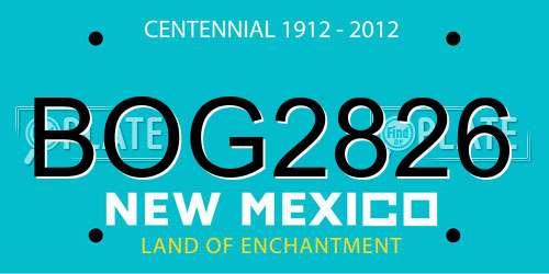 BOG2826 New Mexico License Plate