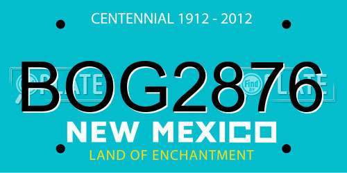 BOG2876 New Mexico License Plate