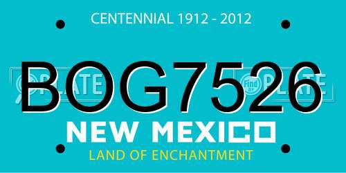 BOG7526 New Mexico License Plate