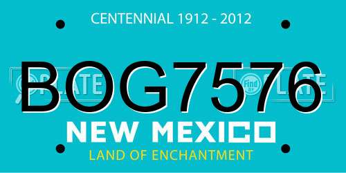 BOG7576 New Mexico License Plate