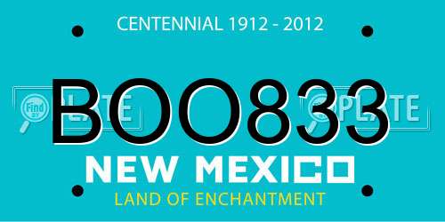 BOO833 New Mexico License Plate
