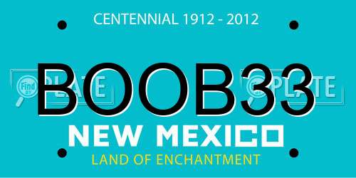 BOOB33 New Mexico License Plate