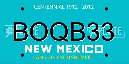 BOQB33 New Mexico License Plate