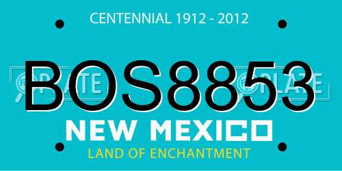 BOS8853 New Mexico License Plate