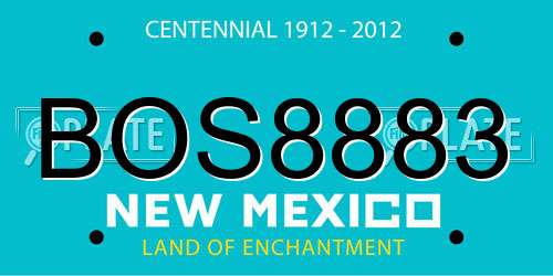 BOS8883 New Mexico License Plate