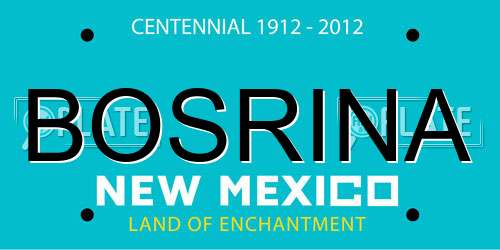 BOSRINA New Mexico License Plate