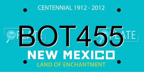 BOT455 New Mexico License Plate