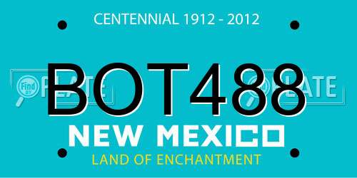 BOT488 New Mexico License Plate