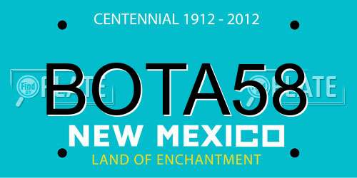 BOTA58 New Mexico License Plate