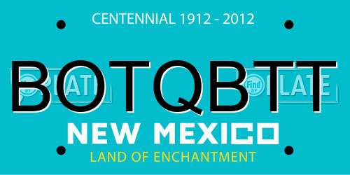 BOTQBTT New Mexico License Plate