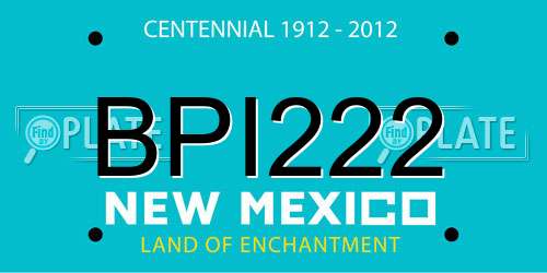 BPI222 New Mexico License Plate