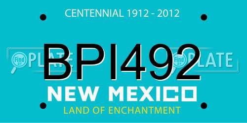 BPI492 New Mexico License Plate