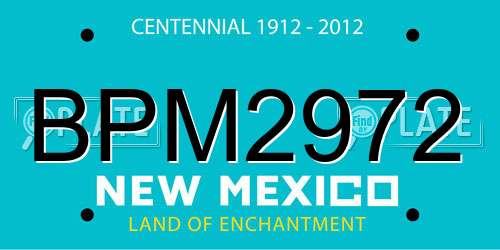 BPM2972 New Mexico License Plate