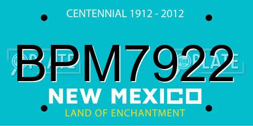 BPM7922 New Mexico License Plate