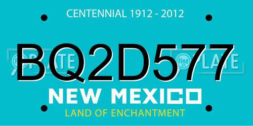 BQ2D577 New Mexico License Plate