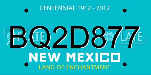 BQ2D877 New Mexico License Plate