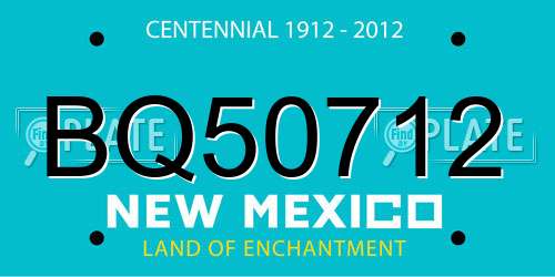 BQ50712 New Mexico License Plate