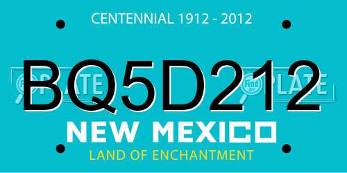 BQ5D212 New Mexico License Plate