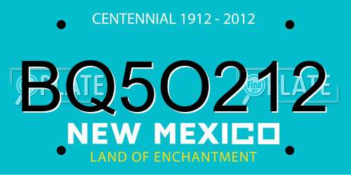 BQ5O212 New Mexico License Plate