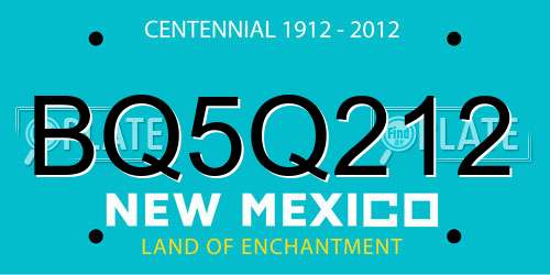 BQ5Q212 New Mexico License Plate