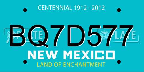 BQ7D577 New Mexico License Plate