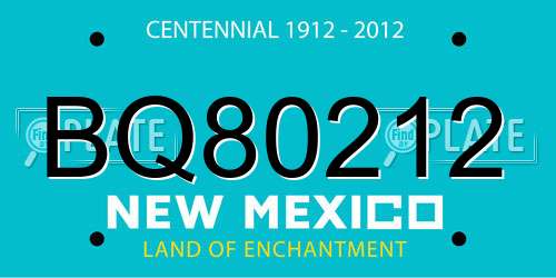 BQ80212 New Mexico License Plate