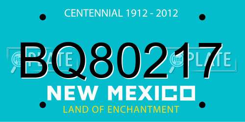 BQ80217 New Mexico License Plate