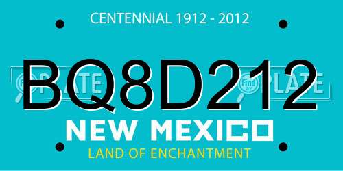BQ8D212 New Mexico License Plate