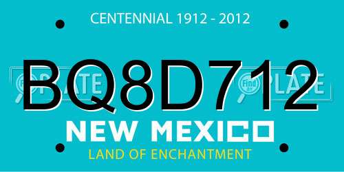 BQ8D712 New Mexico License Plate