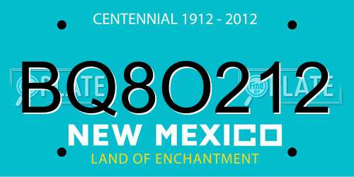 BQ8O212 New Mexico License Plate