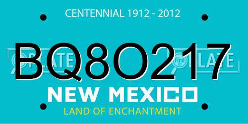 BQ8O217 New Mexico License Plate