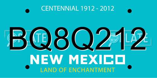 BQ8Q212 New Mexico License Plate