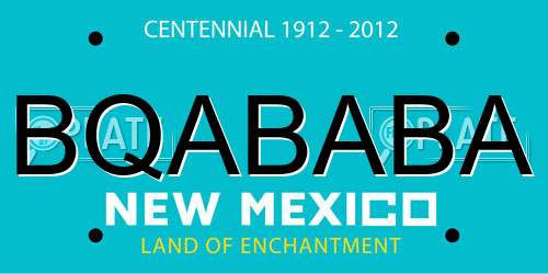 BQABABA New Mexico License Plate