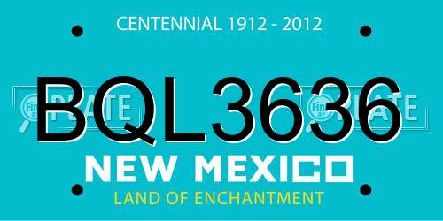 BQL3636 New Mexico License Plate