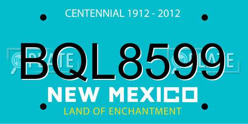 BQL8599 New Mexico License Plate