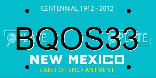 BQOS33 New Mexico License Plate