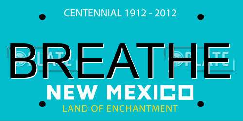 BREATHE New Mexico License Plate