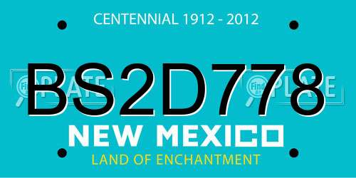 BS2D778 New Mexico License Plate
