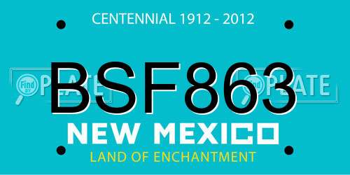 BSF863 New Mexico License Plate